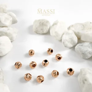 10 Balines #4 Diamantados Oro Nacional Rosa de 4 mm de diámetro
