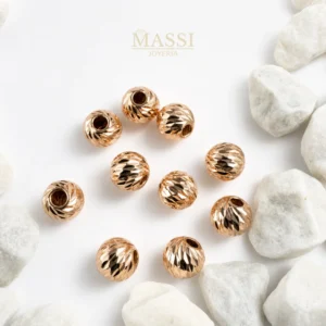 Balines #8 Diamantados de 8 mm en oro nacional rosa, presentación de 10 unidades