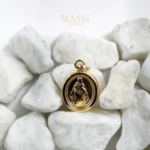 Dije Virgen del Carmen Ovalado de 12 × 10 mm en oro nacional amarillo