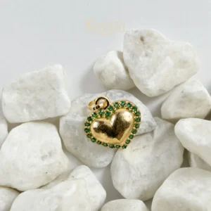 Dije Corazón Casting con circones de 11 x 11 mm en oro amarillo