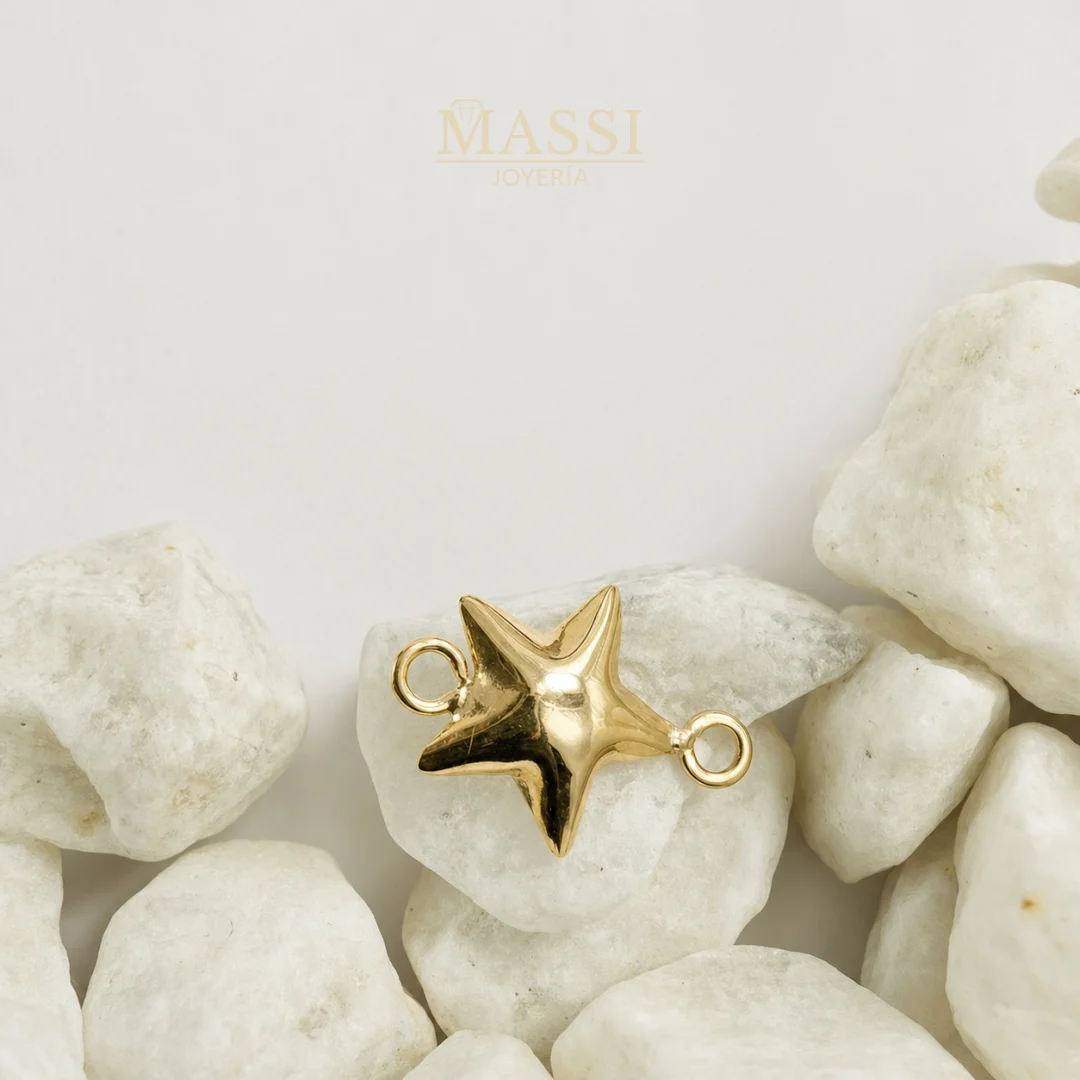 Herraje Estrella Inflada de 10 mm en oro amarillo